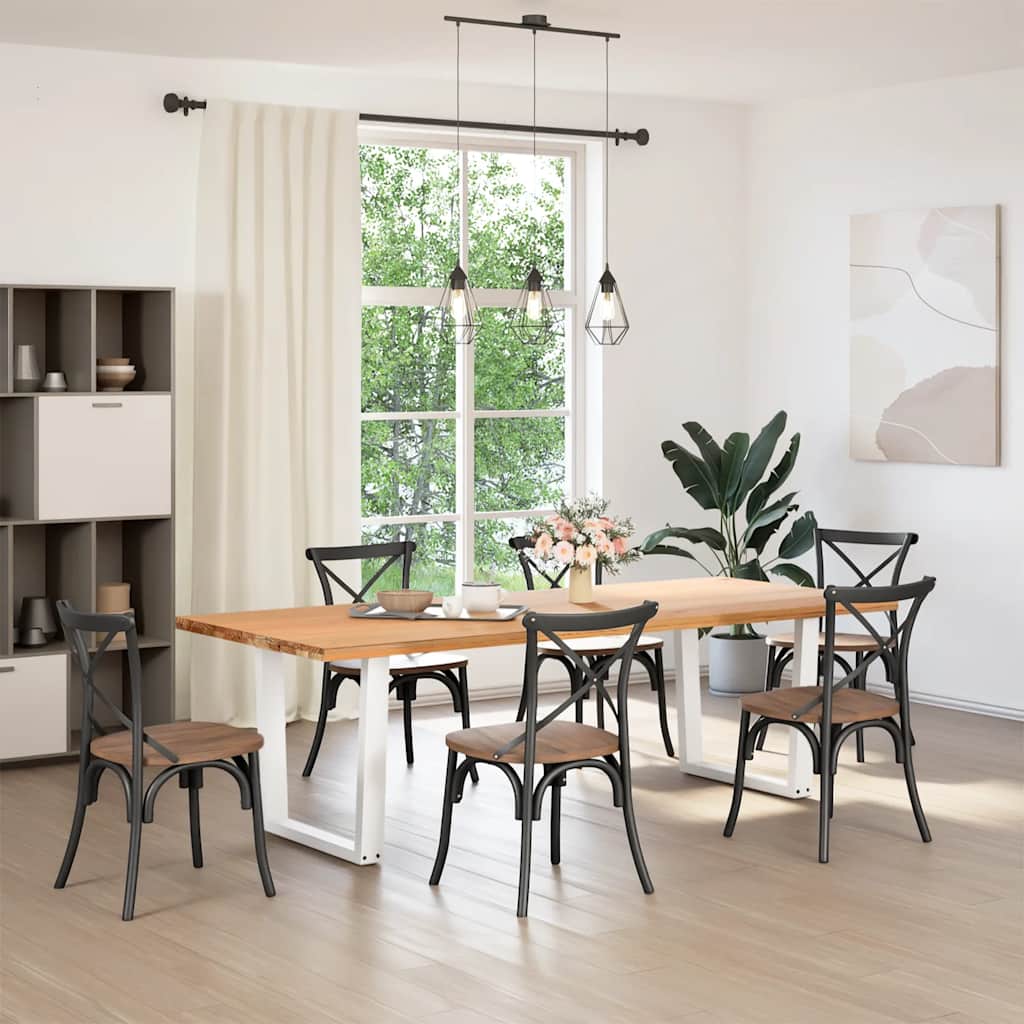 Gambe per tavolo da pranzo a forma di V 2 pz bianche 90x(72-73,3) cm in acciaio - homemem39