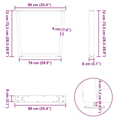Gambe per tavolo da pranzo forma V 2 pz bianche 90x(72-73,3) cm
