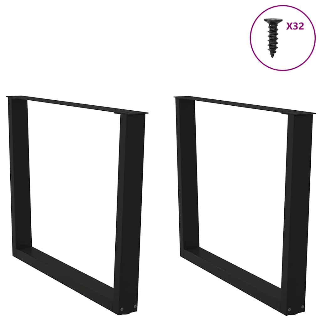 Gambe per tavolo da pranzo forma V 2 pz nere 100x(72-73,3) cm