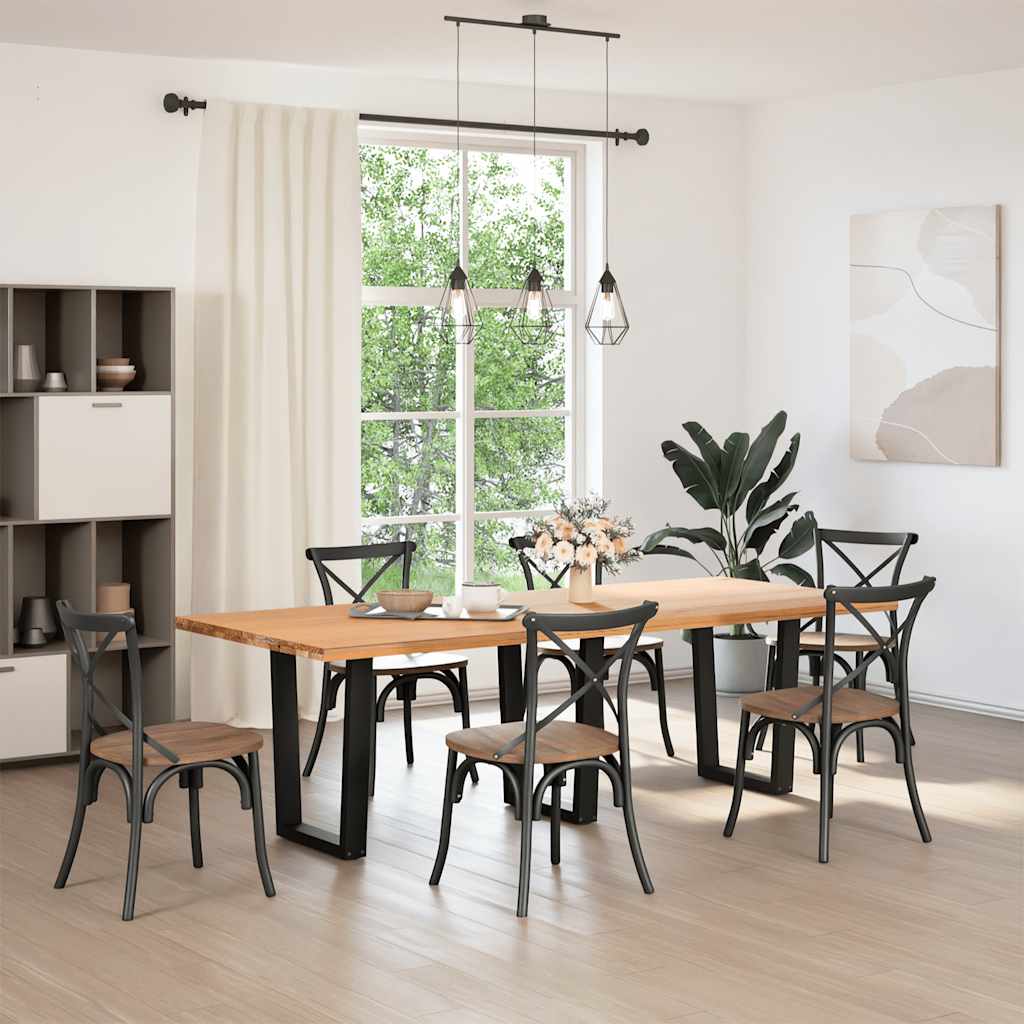 Gambe per tavolo da pranzo a forma di V 3 pz nere 70x(72-73,3) cm in acciaio