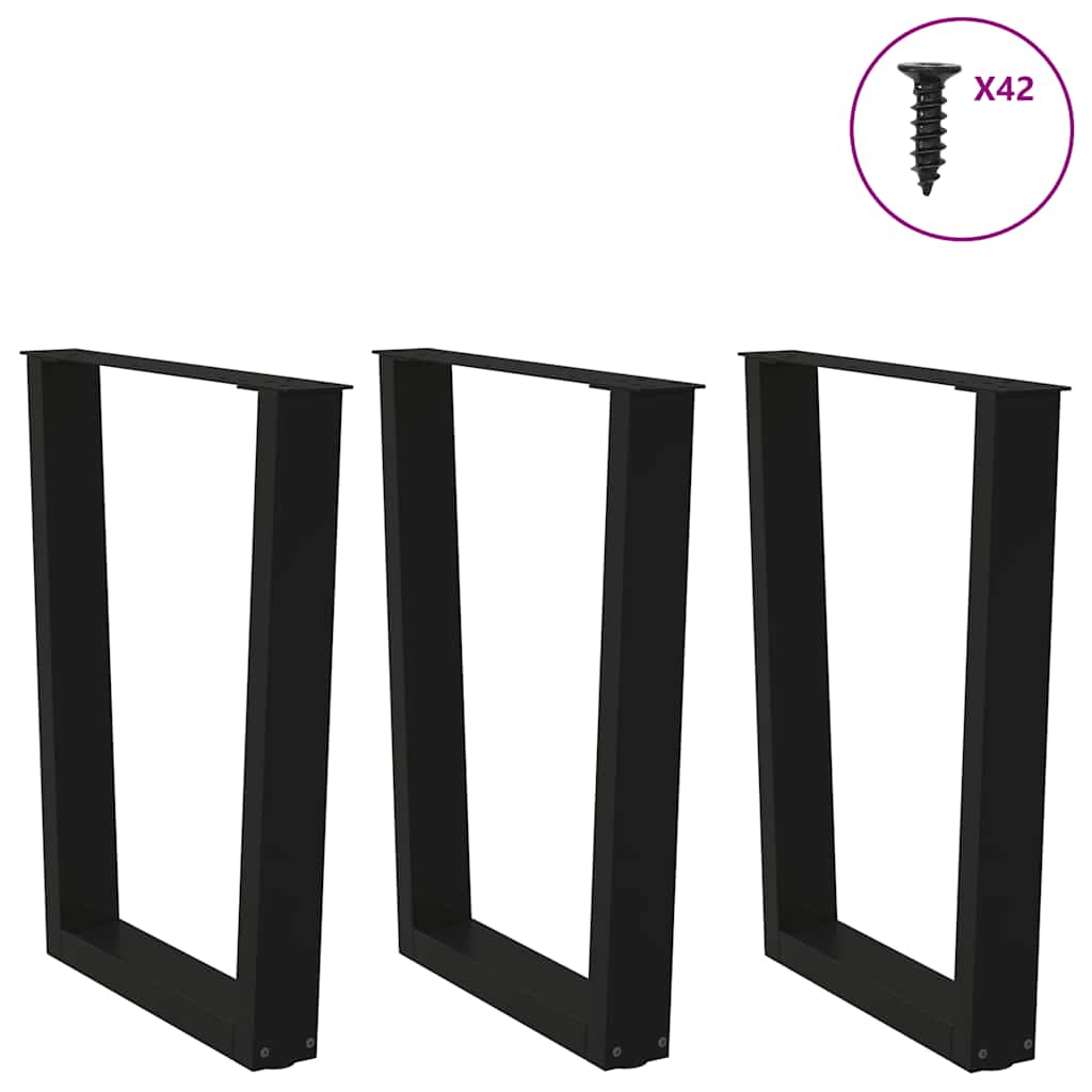 Gambe per tavolo da pranzo forma V 3 pz nere 90x(72-73,3)