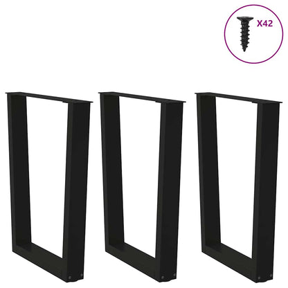 Gambe per tavolo da pranzo forma V 3 pz nere 90x(72-73,3)