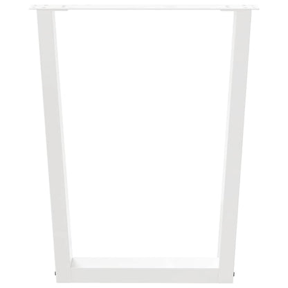 Gambe per tavolo da pranzo a forma di V 3 pz bianche 70x(72-73,3) cm in acciaio