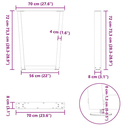 Gambe tavolo da pranzo forma V 3 pz Antracite 70x(72-73,3) cm