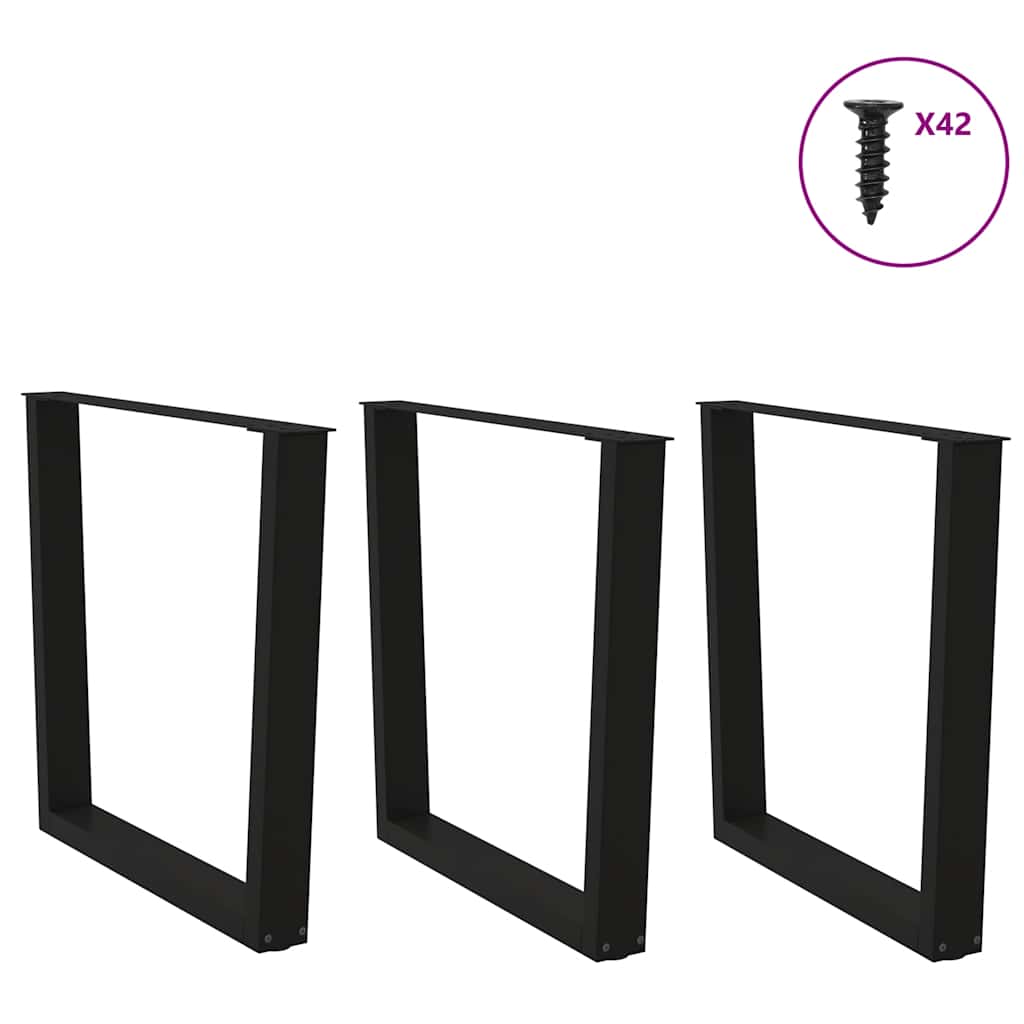 Gambe per tavolo da pranzo forma V 3 pz nere 90x(72-73,3)