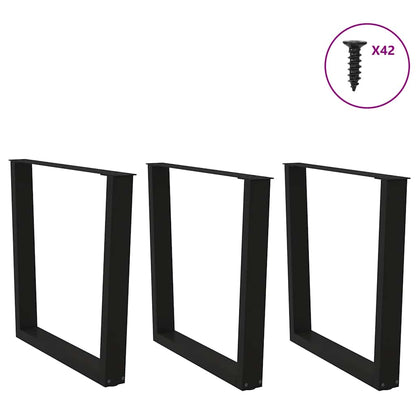 Gambe per tavolo da pranzo forma V 3 pz nere 90x(72-73,3)