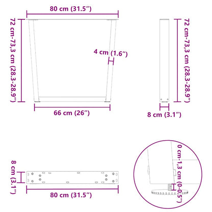 Gambe tavolo da pranzo forma V 3 pz Antracite 80x(72-73,3) cm