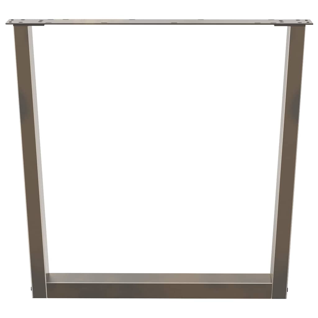 Gambe per tavolo da pranzo a forma di V 3 pz in acciaio naturale 80x(72-73,3) cm - homemem39