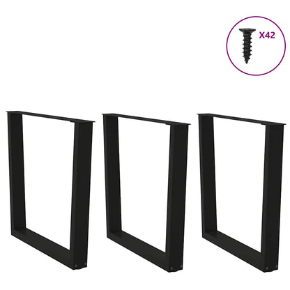 Gambe per tavolo da pranzo a forma di V 3 pz nere 90x(72-73,3) cm in acciaio | homemem39