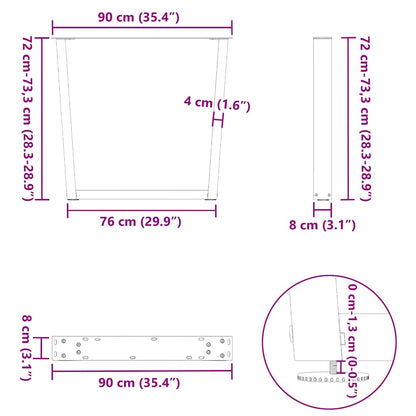 Gambe tavolo da pranzo forma V 3 pz Antracite 90x(72-73,3) cm