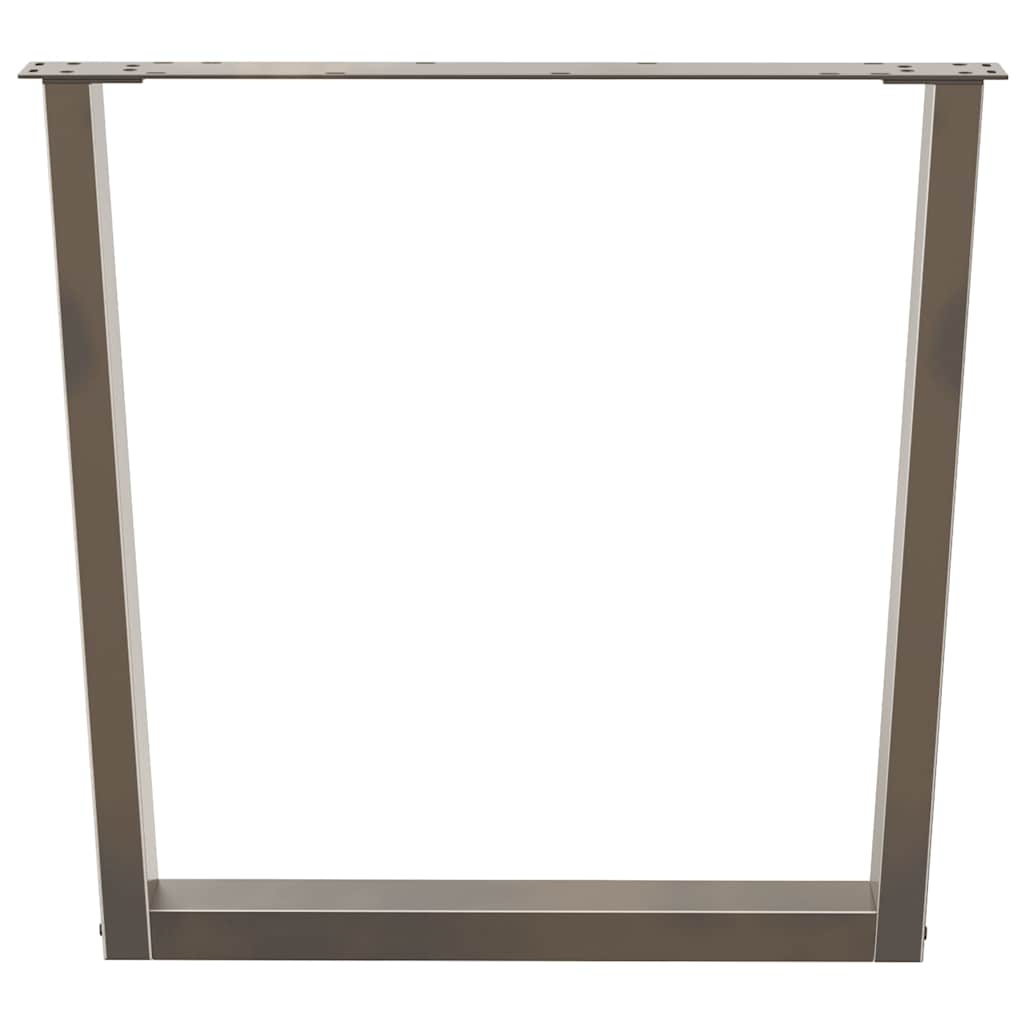 Gambe per tavolo da pranzo a forma di V 3 pz in acciaio naturale 90x(72-73,3) cm - homemem39