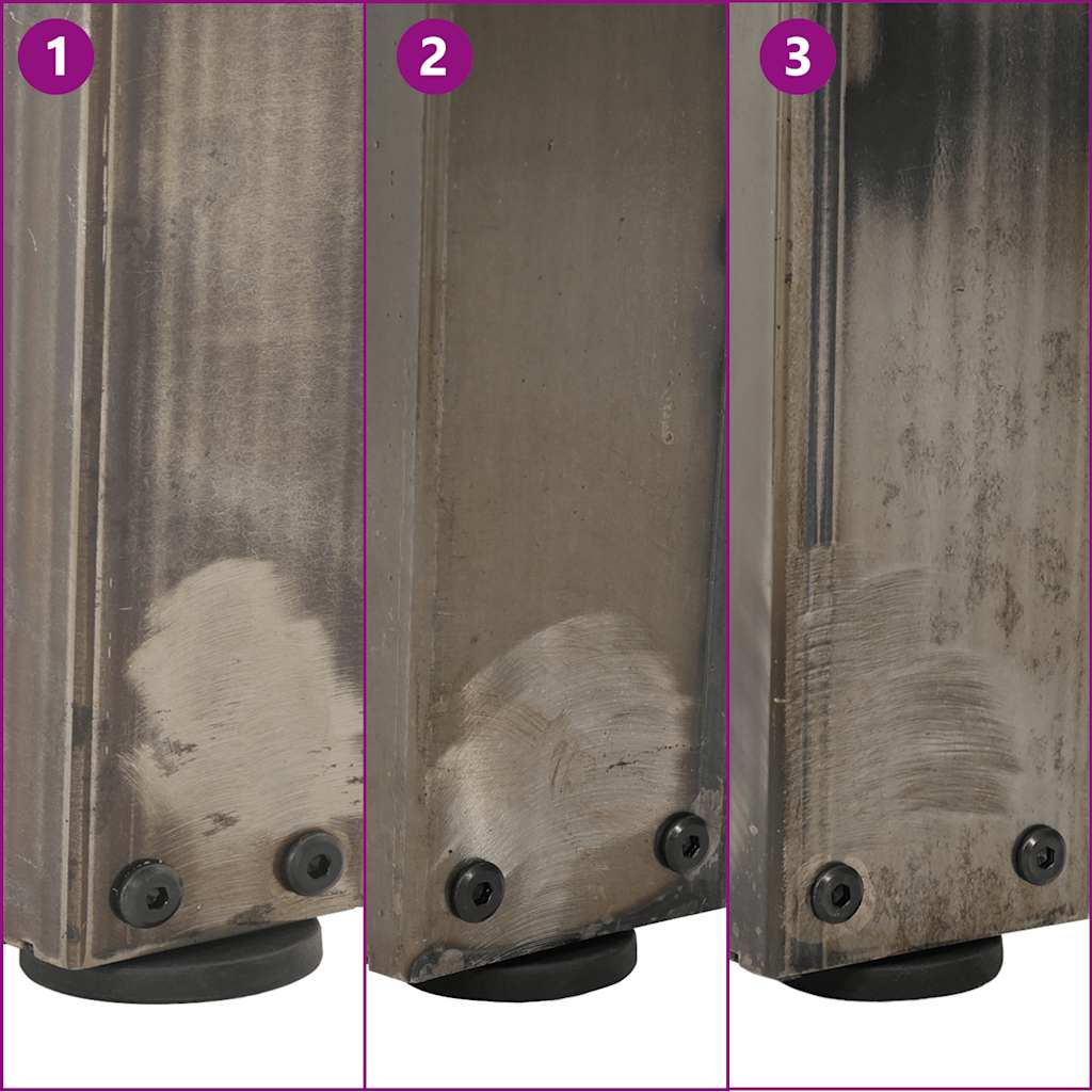 Gambe per tavolo da pranzo a forma di V 3 pz in acciaio naturale 90x(72-73,3) cm - homemem39