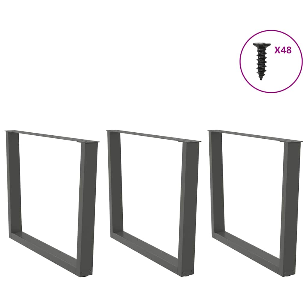 Gambe tavolo da pranzo forma V 3 pz Antracite 100x(72-73,3) cm