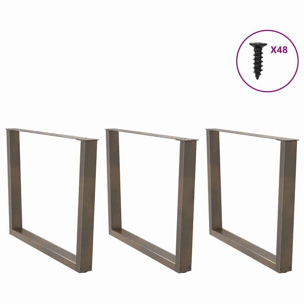 Gambe tavolo da pranzo forma V 3 pz naturale 100x(72-73,3) cm
