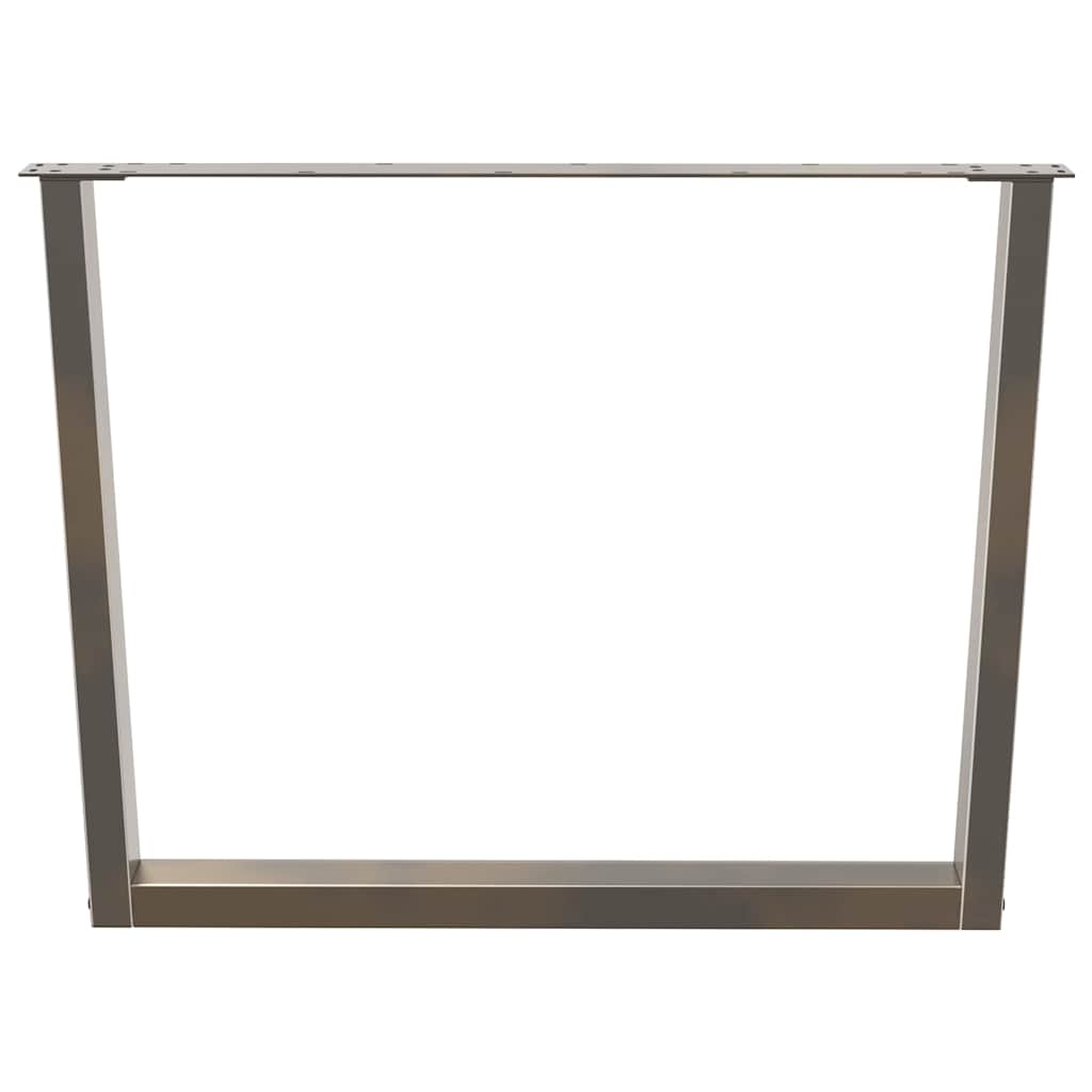 Gambe per tavolo da pranzo a forma di V 3 pz in acciaio naturale 100x(72-73,3) cm