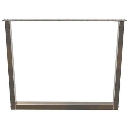 Gambe per tavolo da pranzo a forma di V 3 pz in acciaio naturale 100x(72-73,3) cm