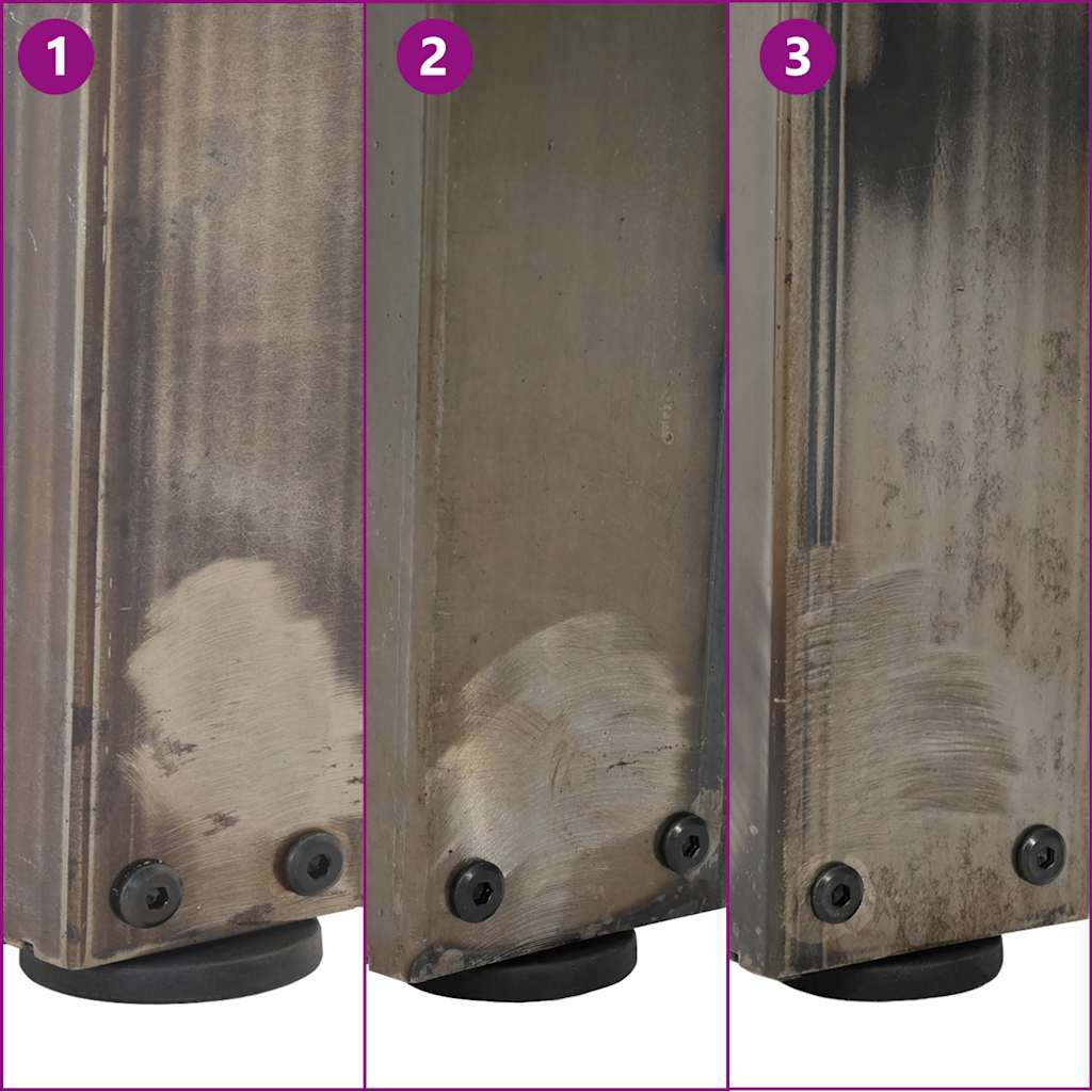 Gambe per tavolo da pranzo a forma di V 3 pz in acciaio naturale 100x(72-73,3) cm