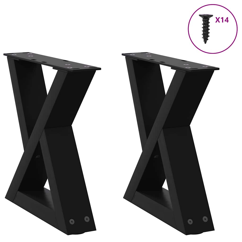 Gambe per Tavolino da Caffè 2 pz Nere 30x(30-31,3) cm Acciaio