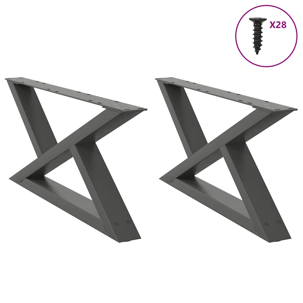 Gambe per tavolino 2 pz Antracite 70x(30-31,3) cm Acciaio