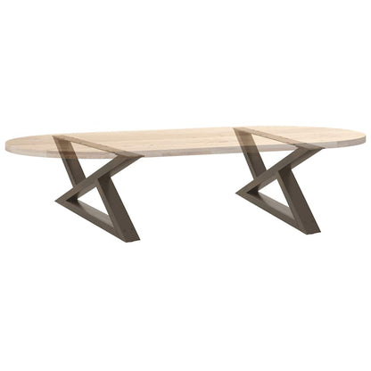 Gambe per tavolino da caffè 2 pz in acciaio naturale 70x(30-31,3) cm - homemem39