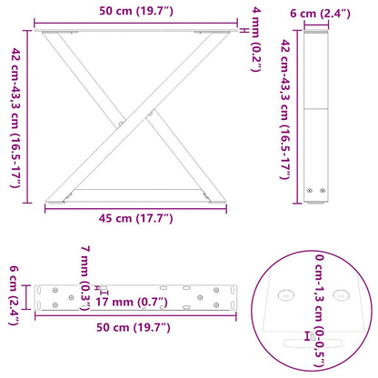 Gambe per tavolino 2 pz Antracite 50x(42-43,3) cm Acciaio