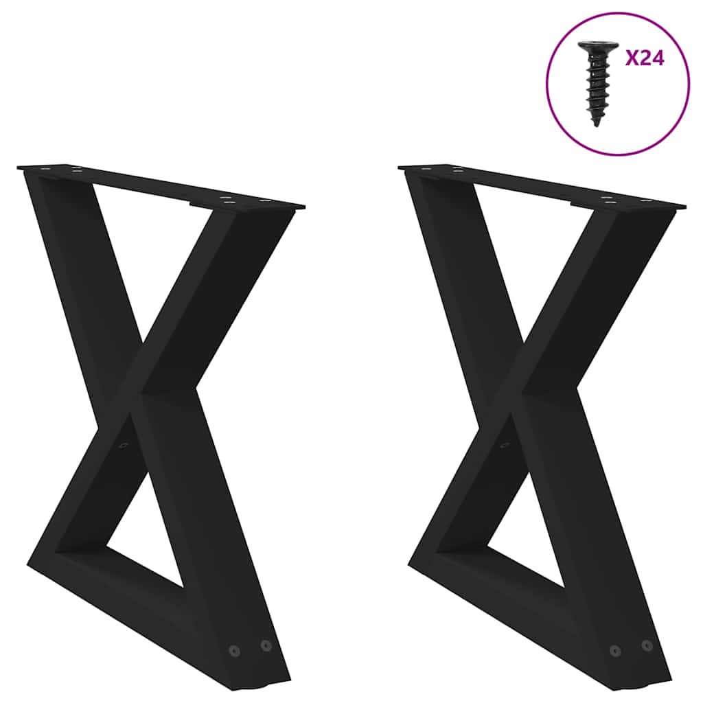 Gambe per Tavolino da Caffè 2 pz Nere 60x(42-43,3) cm Acciaio