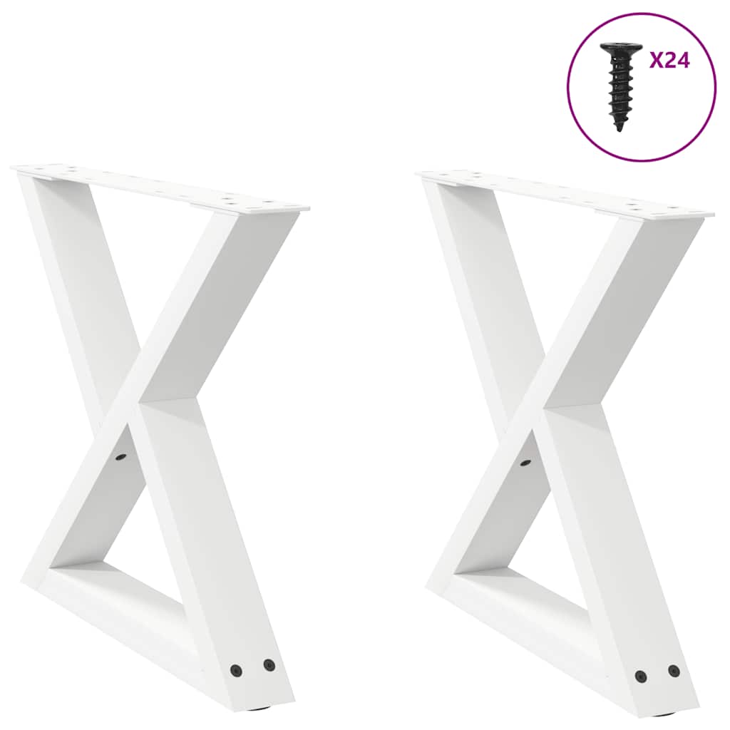 Gambe per tavolino da caffè 2 pz Bianche 60x(42-43,3)cm Acciaio