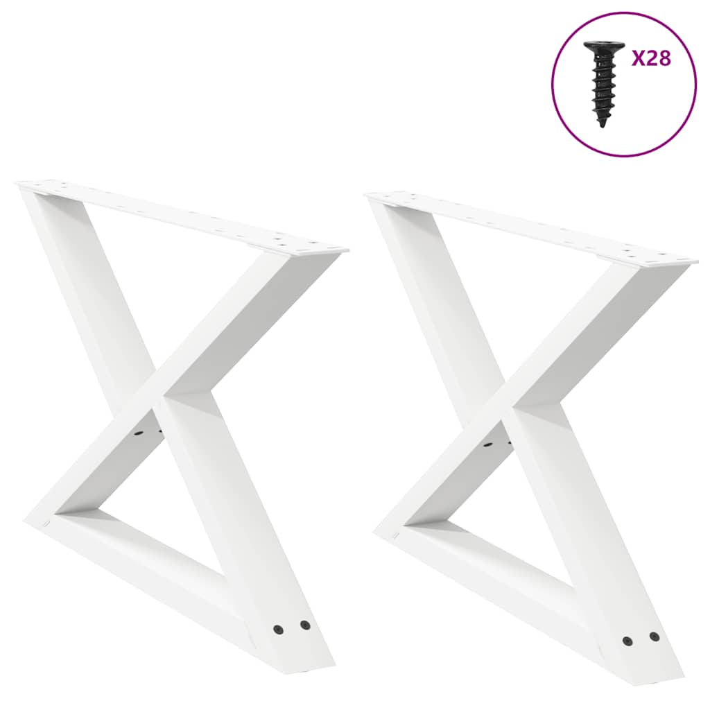 Gambe per Tavolino da Caffè 2 pz Bianche 70x(42-43,3)cm Acciaio