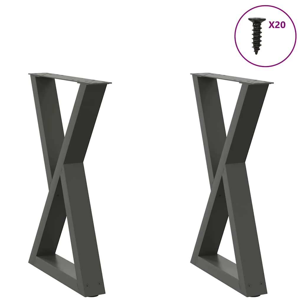 Gambe per tavolo da pranzo 2 pz Antracite 50x(72-73,3) cm