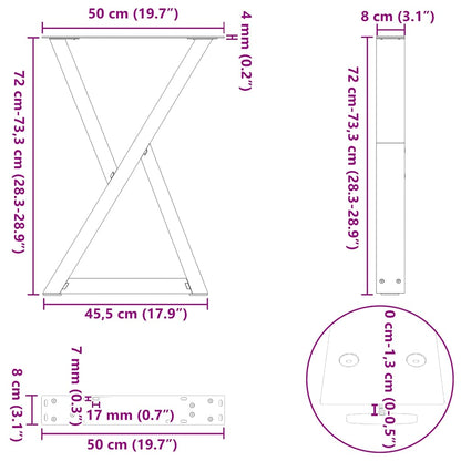 Gambe per tavolo da pranzo 2 pz Antracite 50x(72-73,3) cm