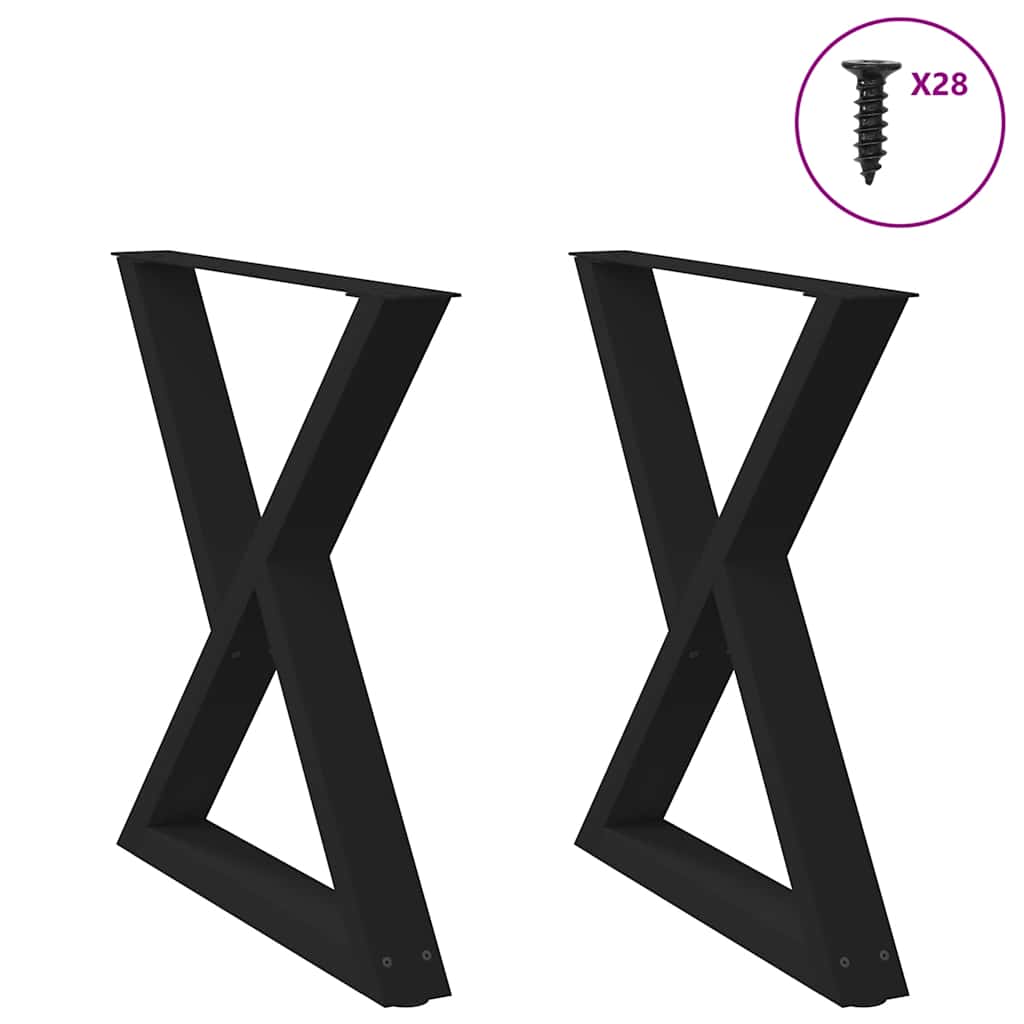 Gambe per tavolo da pranzo 2 pz nere 70x(72-73,3) cm in acciaio