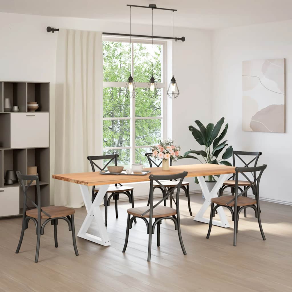 Gambe per tavolo da pranzo 2 pz bianche 70x(72-73,3) cm in acciaio