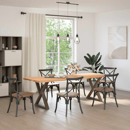 Gambe per tavolo da pranzo 2 pz in acciaio naturale 80x(72-73,3) cm