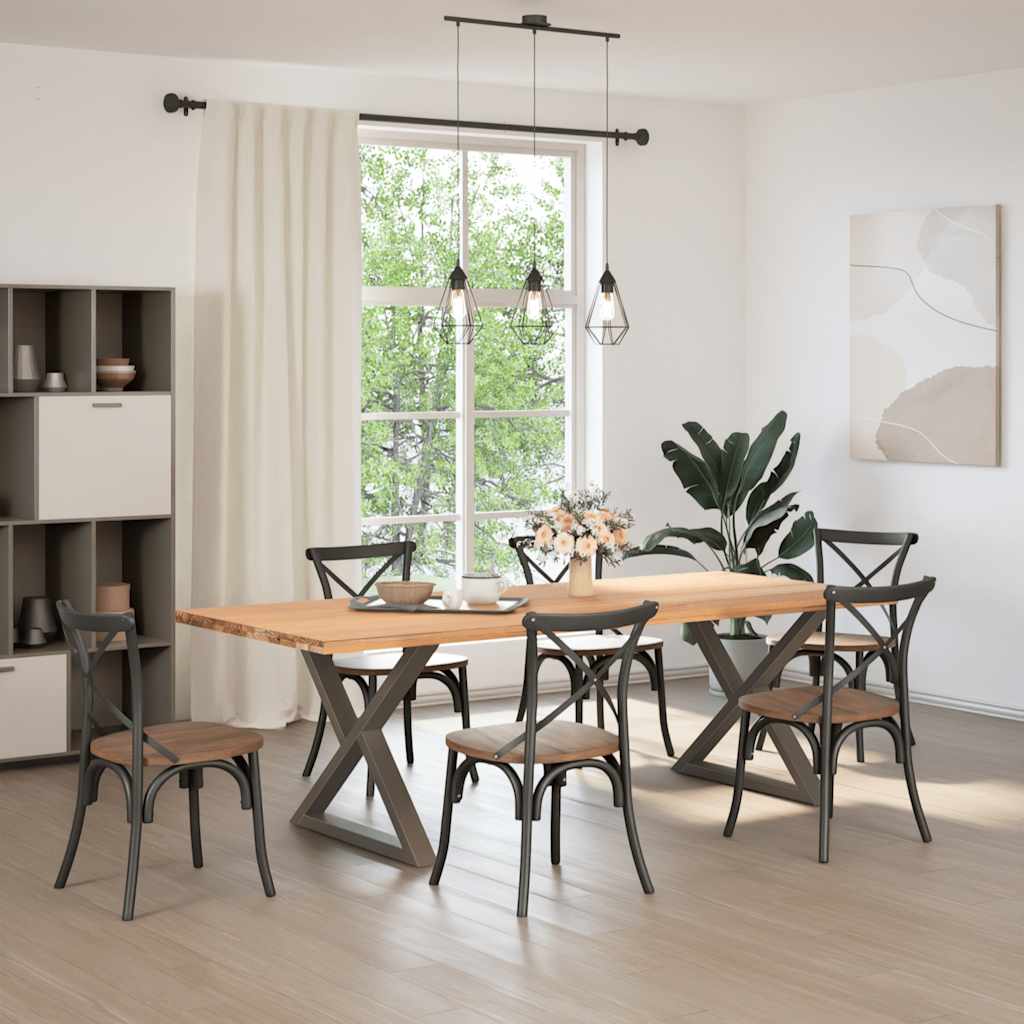 Gambe per tavolo da pranzo 2 pz in acciaio naturale 90x(72-73,3) cm - homemem39