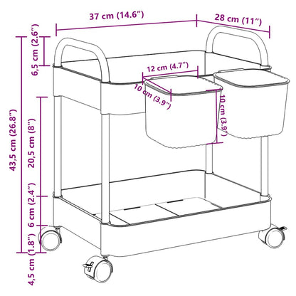 Carrello Portaoggetti a 2 Livelli 37x27,5x43,5 cm in Acrilico