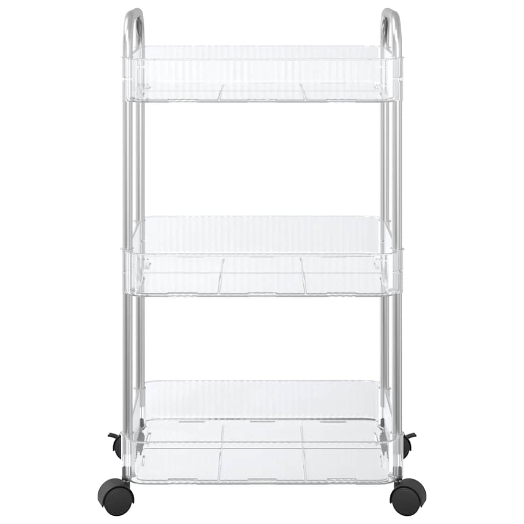 Carrello Portaoggetti a 3 Livelli 37x28x68 cm in Acrilico