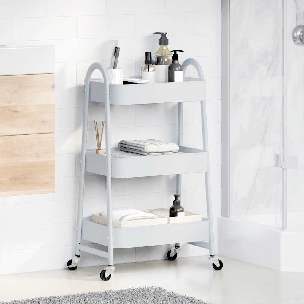 Carrello Portaoggetti a 3 Ripiani Bianco 42x41,5x77 cm Acciaio