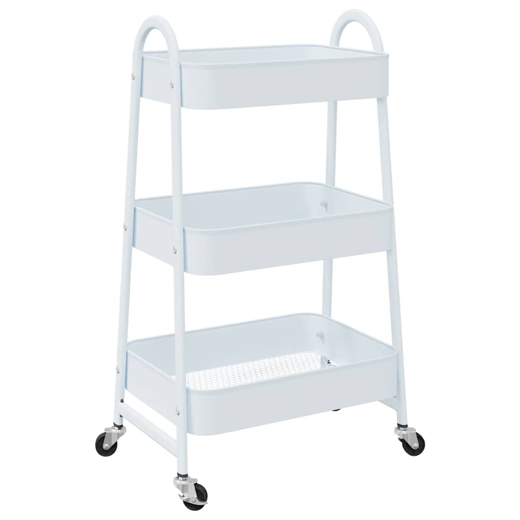 Carrello Portaoggetti a 3 Ripiani Bianco 42x41,5x77 cm Acciaio