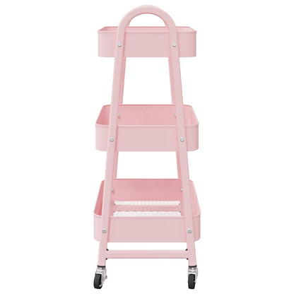 Carrello Portaoggetti a 3 Ripiani Rosa 42x41,5x77 cm in Acciaio