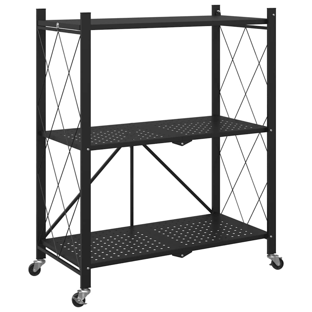 Scaffale Portaoggetti su Ruote Nero 71x34x88 cm in Acciaio