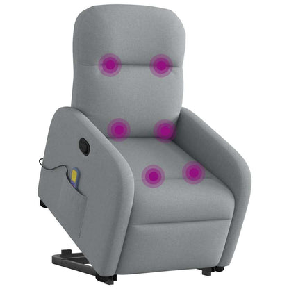 Poltrona Alzapersona Massaggi Reclinabile Grigio Chiaro Tessuto