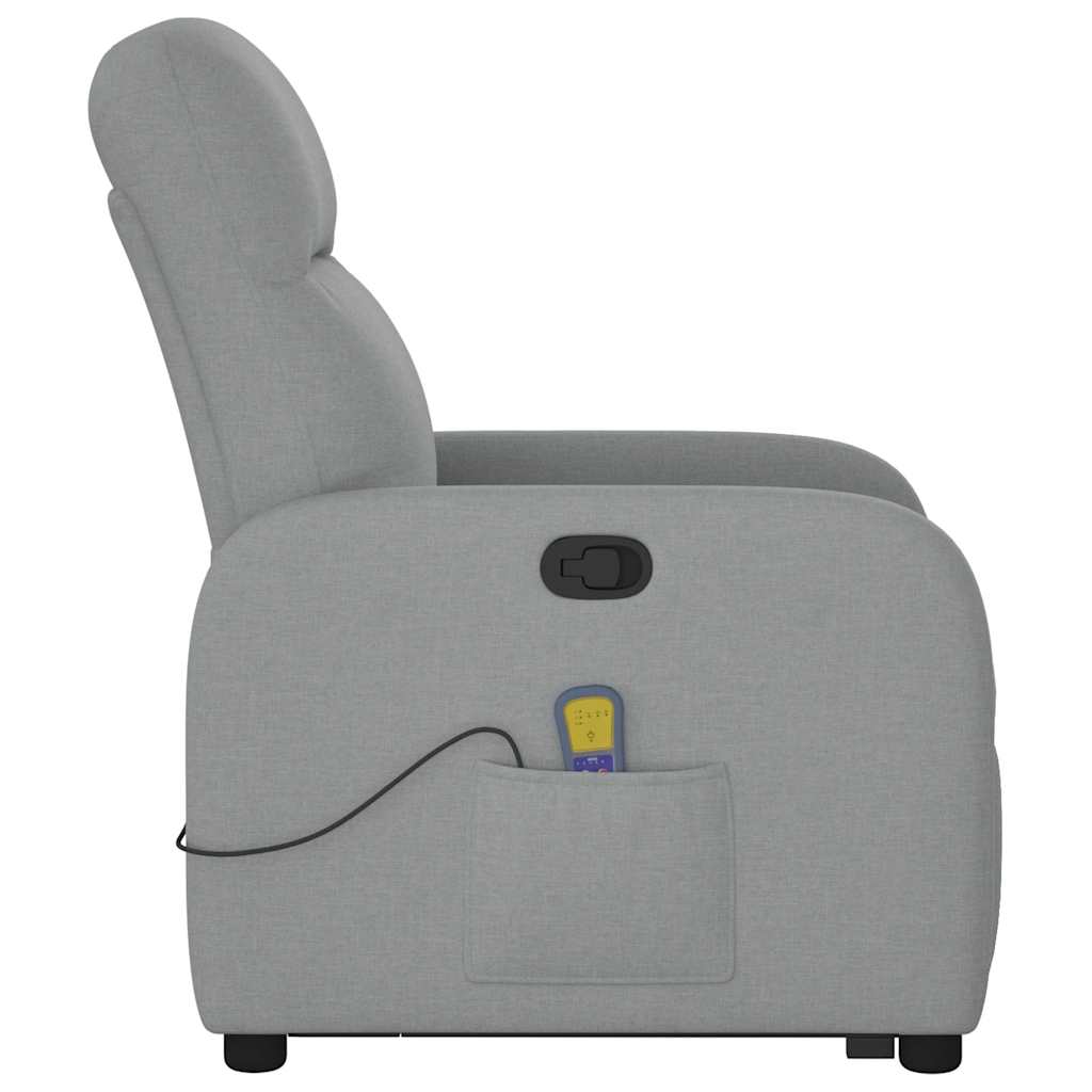 Poltrona Alzapersona Massaggi Reclinabile Grigio Chiaro Tessuto