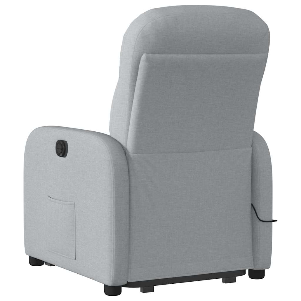 Poltrona Alzapersona Massaggi Reclinabile Grigio Chiaro Tessuto
