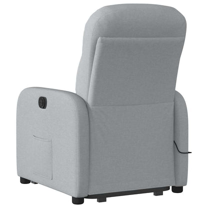 Poltrona Alzapersona Massaggi Reclinabile Grigio Chiaro Tessuto