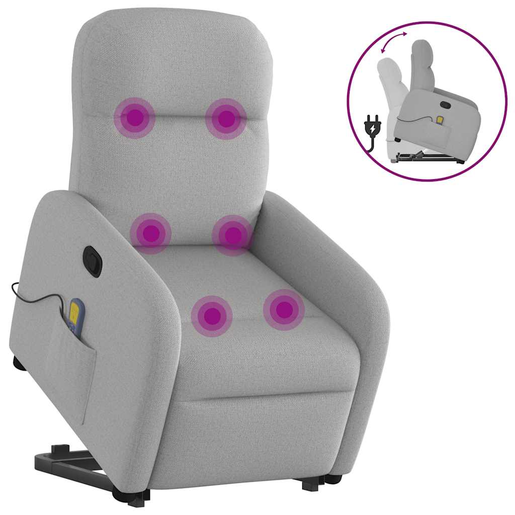 Poltrona Alzapersona Massaggi Reclinabile Grigio Nuvola Tessuto | homemem39