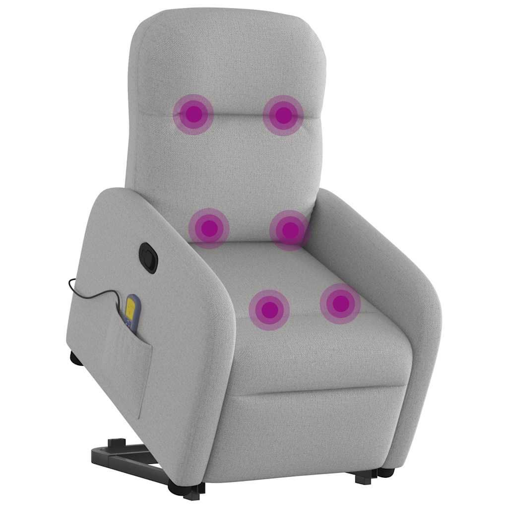 Poltrona Alzapersona Massaggi Reclinabile Grigio Nuvola Tessuto - homemem39