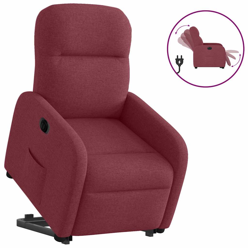 Poltrona Alzapersona Reclinabile Elettrica Rosso Vino Tessuto