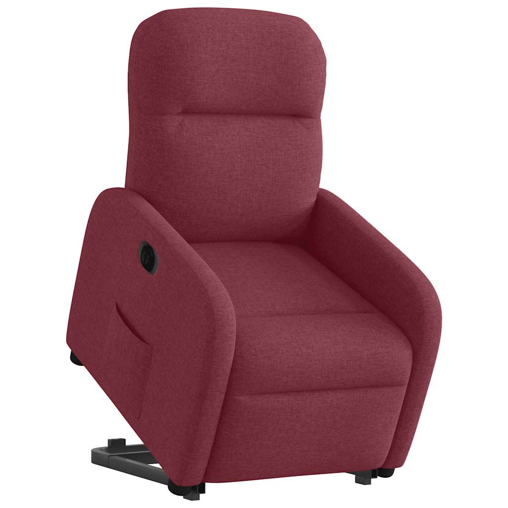 Poltrona Alzapersona Reclinabile Elettrica Rosso Vino Tessuto