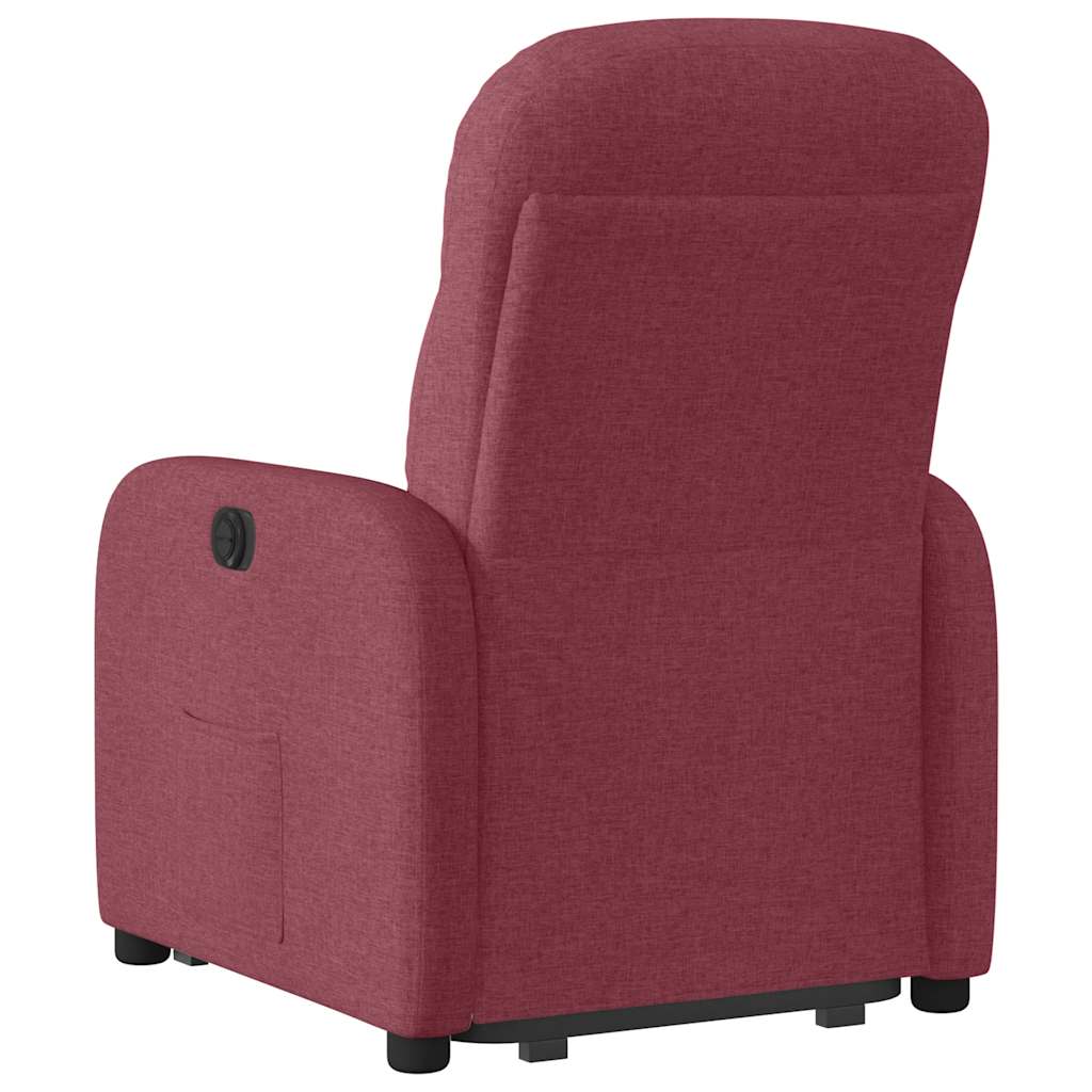 Poltrona Alzapersona Reclinabile Elettrica Rosso Vino Tessuto