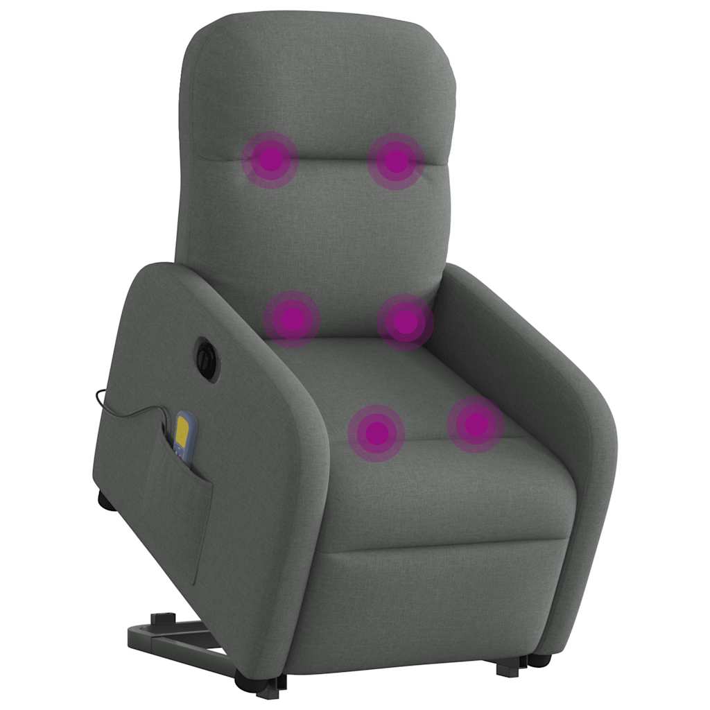 Poltrona Alzapersona Massaggi Elettrica Grigio Scuro Tessuto